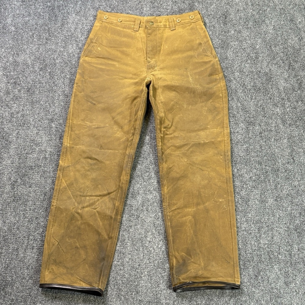 Vintage Filson Single Tin Pants Men's 32x29 Waxed Oil Cloth Hunting Outdoors USA